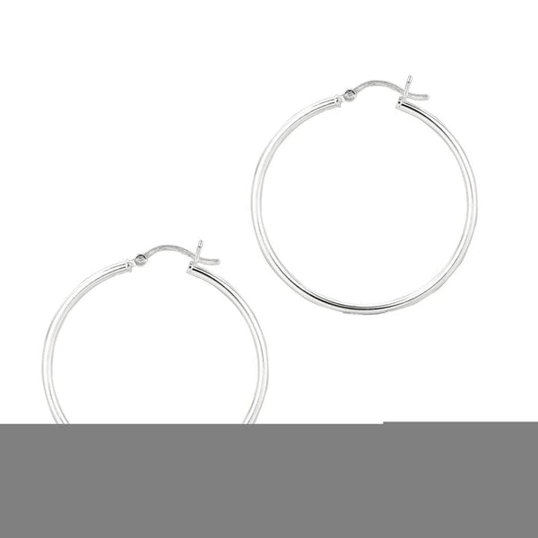 Silver 2x35mm Hoop Earring