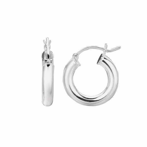 Silver 4x25mm Hoop Earring