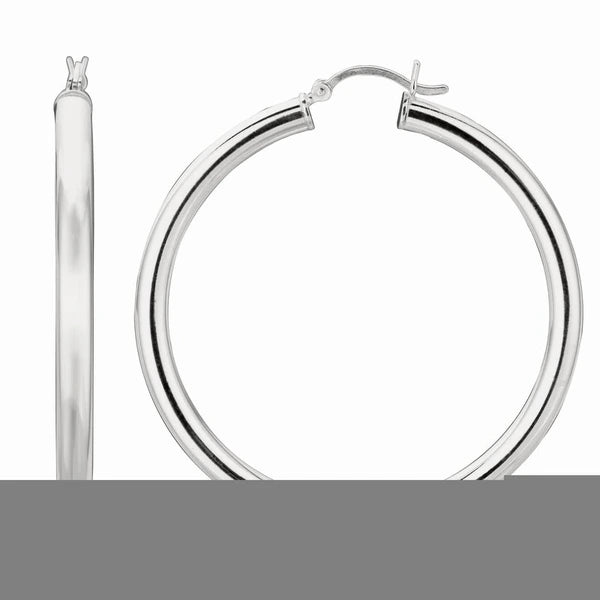 Silver 4x40mm Hoop Earring