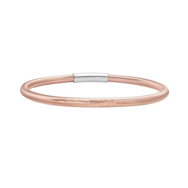 Gold Over Silver Basketweave Stretch Bangle