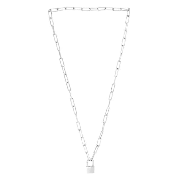 Silver Lock Link Necklace