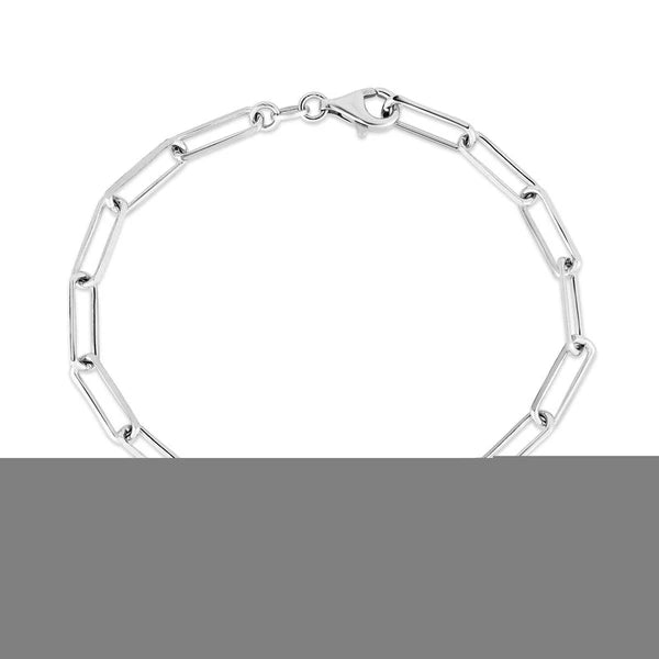 Silver Engravable ID Bar Paperclip Bracelet