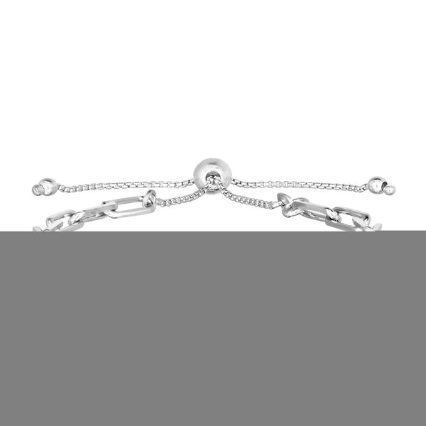 Silver 3.8mm Paperclip Link Friendship Bracelet