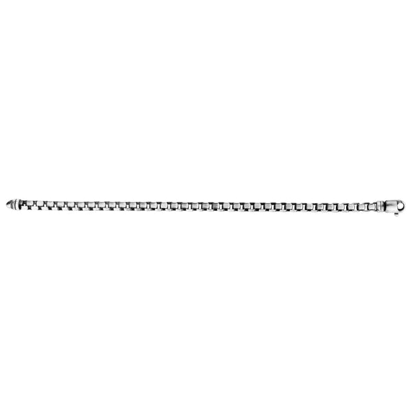 Silver 5mm Men's Gunmetal Round Box Bracelet