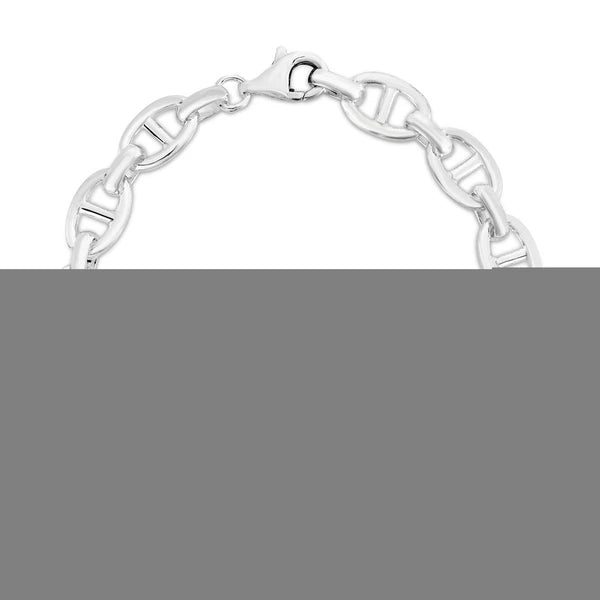 Silver 9mm Puffed Mariner Bracelet
