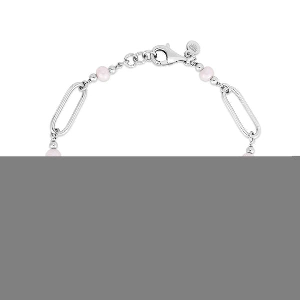 Silver Pearl Paperclip Bracelet