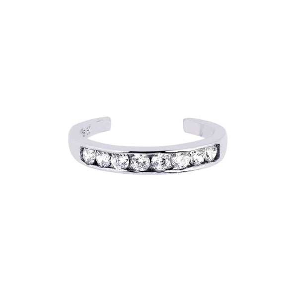 Silver Channel Set CZ Toe Ring