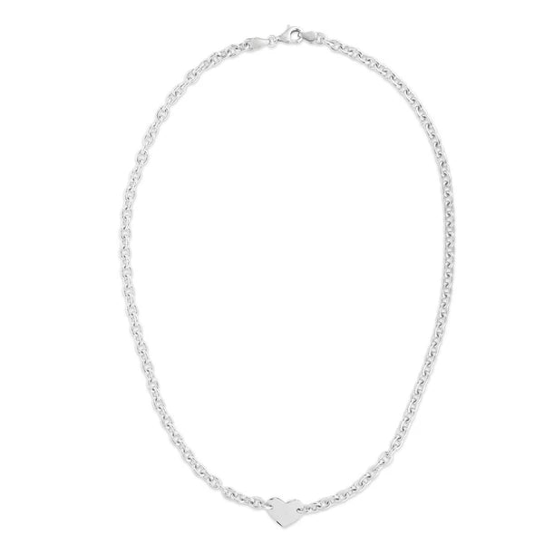 Silver Heart Tag Necklace