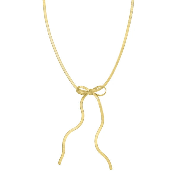 Silver Plated Snake Chain Bow Necklace