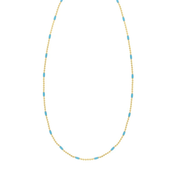 Gold Over Silver Enamel Beaded Chain Necklace