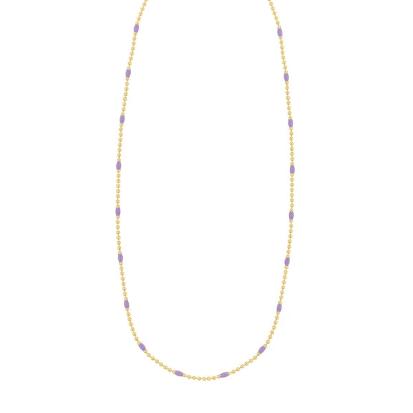 Silver Plated Enamel Beaded Chain Necklace