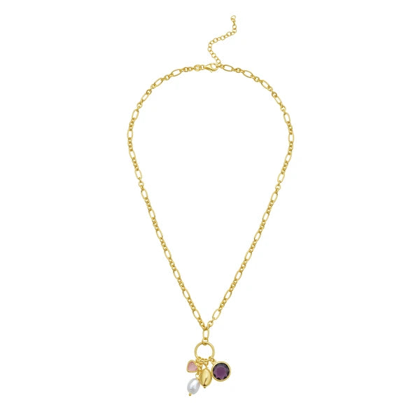 Gold Over Silver CZ Charm Necklace