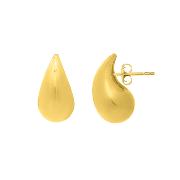 Gold Over Silver Puffed Teardrop Earring