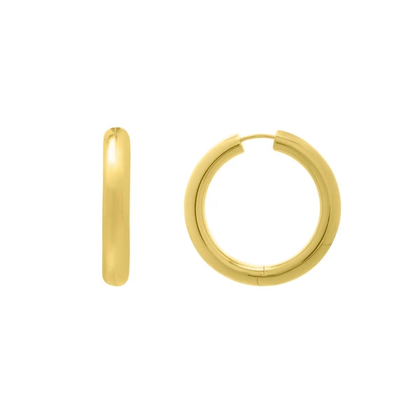 Gold Over Silver Round Snap Clasp Hoops