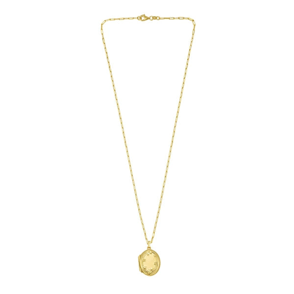 Gold Over Silver Oval Vine Locket Necklace