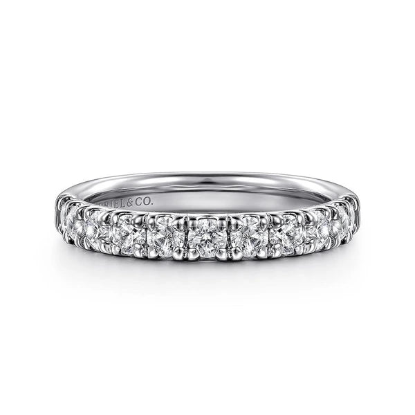 14K White Gold 11 Stone French Pavé Diamond Wedding Band