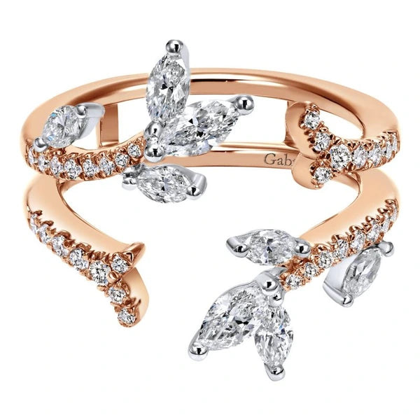 14k White/Rose Gold Marquise Contemporary Diamond Anniversary Band