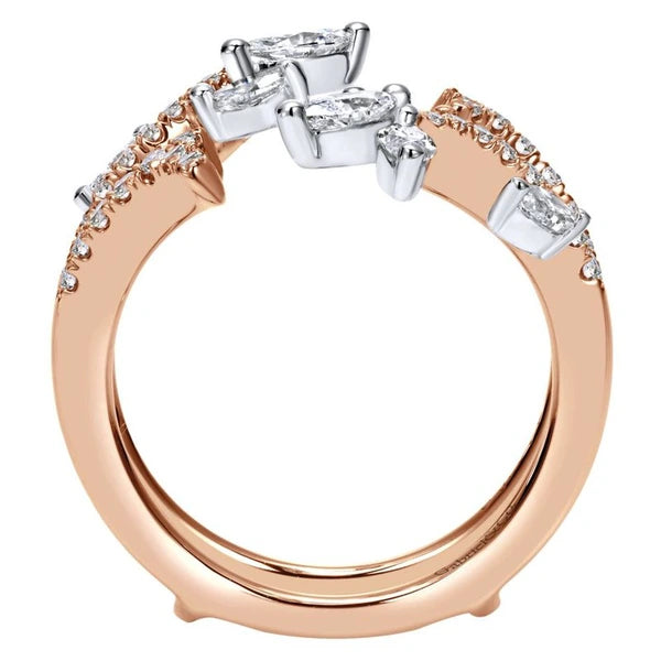 14k White/Rose Gold Marquise Contemporary Diamond Anniversary Band