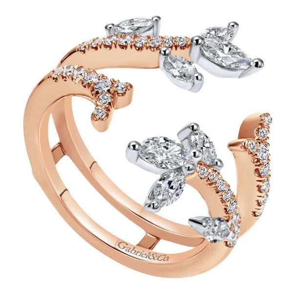 14k White/Rose Gold Marquise Contemporary Diamond Anniversary Band