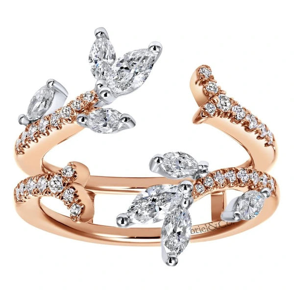 14k White/Rose Gold Marquise Contemporary Diamond Anniversary Band