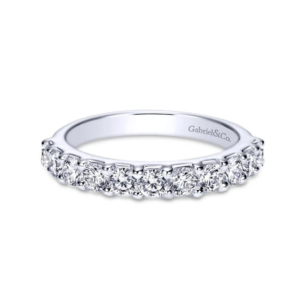 14k White Gold Round 11 Stone Diamond Anniversary Band