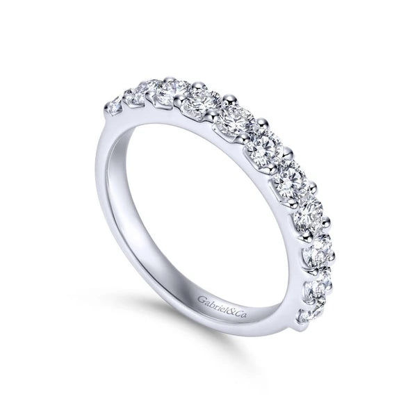 14k White Gold Round 11 Stone Diamond Anniversary Band