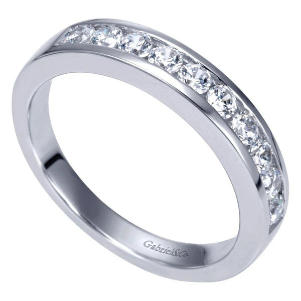 14K White Gold  Contemporary Channel Set Straight Diamond Band