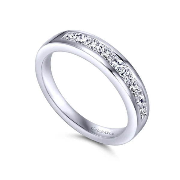 14k White Gold Channel Set Princess Cut 9 Stone Diamond Anniversary Band
