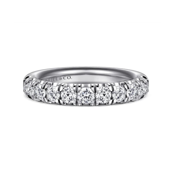 14K White Gold 11 Stone French Pavé Diamond Wedding Band