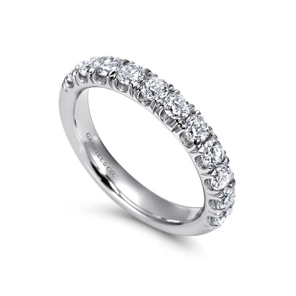 14K White Gold 11 Stone French Pavé Diamond Wedding Band