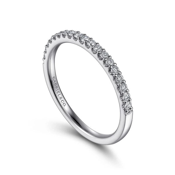 14K White Gold Shared Prong Diamond Wedding Band