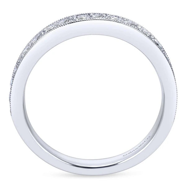14K White Gold  Victorian Micro Pave Straight  Diamond Band
