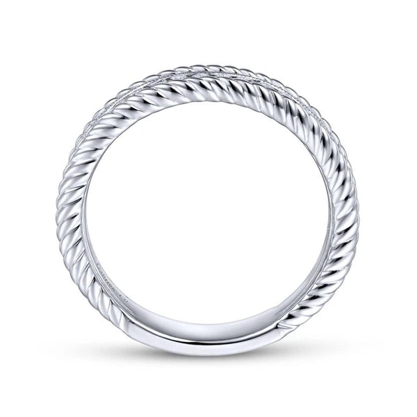 14k White Gold Channel Set Rope Frame Diamond Band