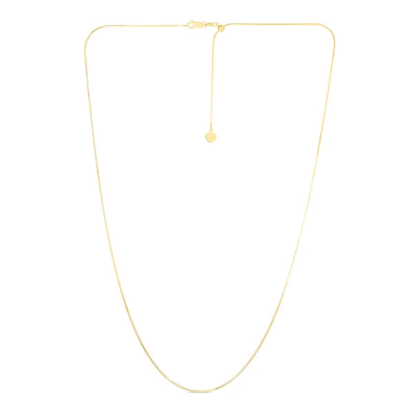14K Gold 0.80mm Adjustable Octagonal Snake Chain