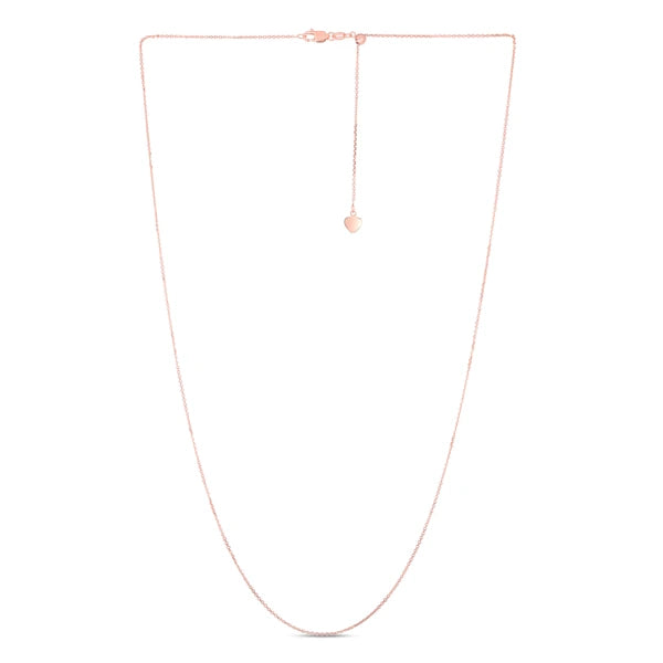 14K Gold 1.1mm Adjustable Diamond Cut Cable Chain