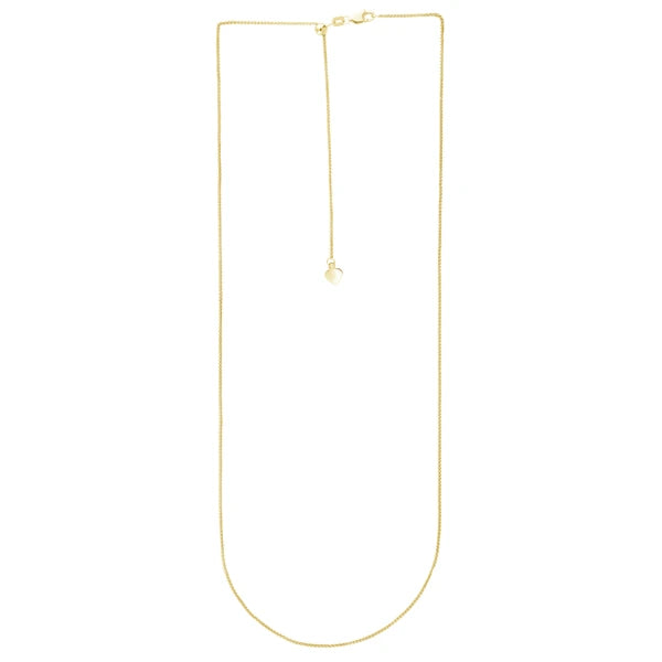 14K Gold 1mm Adjustable Wheat Chain