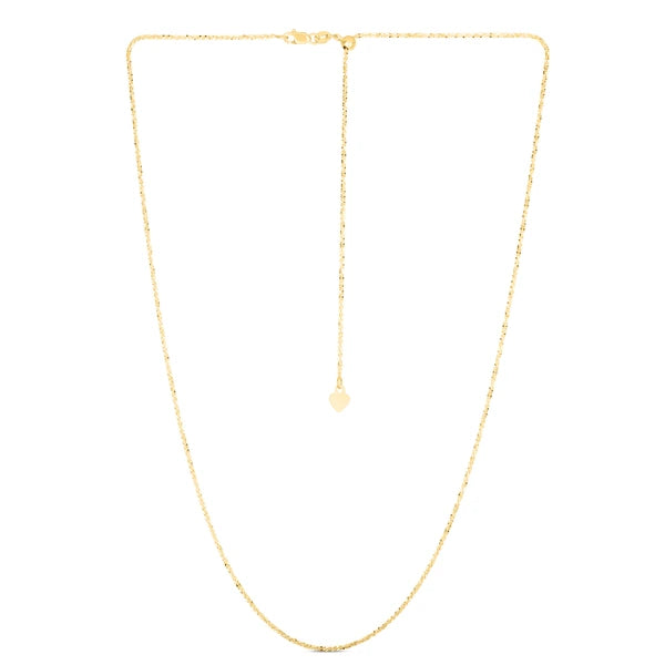 14K Gold 1.2mm Adjustable Sparkle Chain