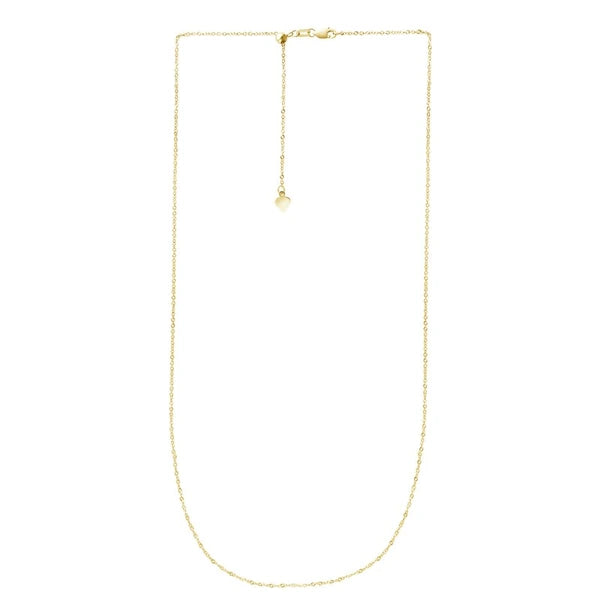 14K Gold 1.4mm Adjustable Singapore Chain