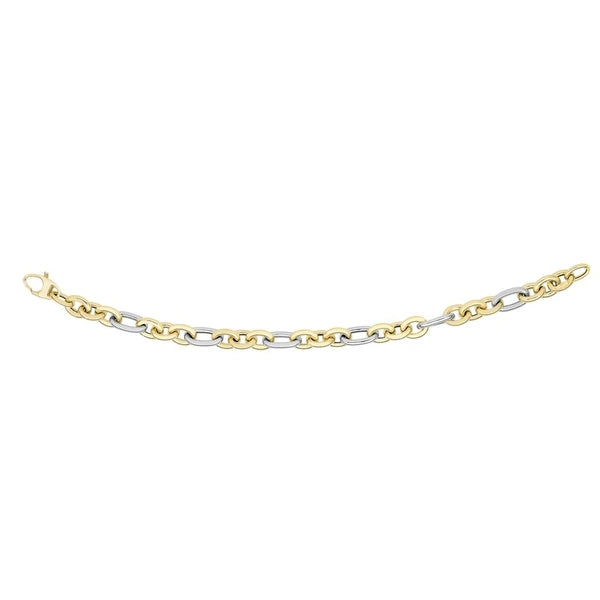 14K Gold Alternating Three Plus One Heritage Link Bracelet