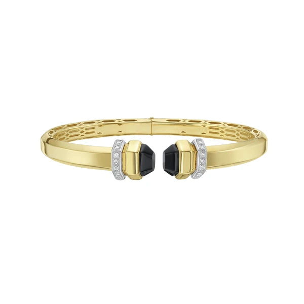 14K Black Pyramid Art Deco Cuff