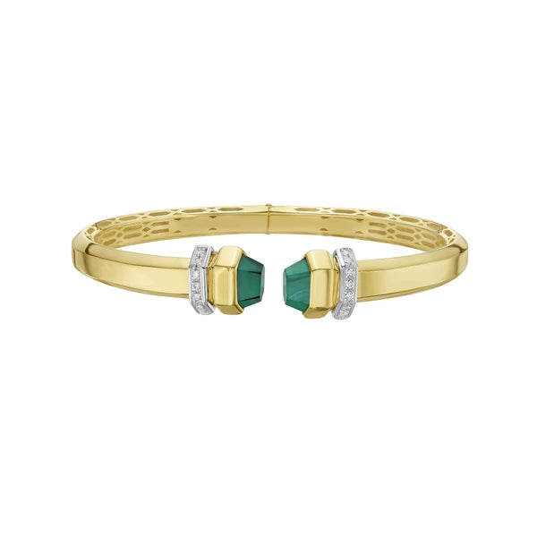 14K Green Pyrmid Art Deco Cuff