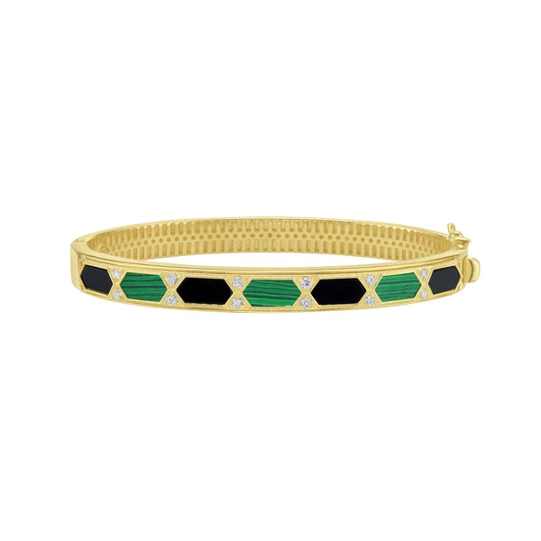 14K Black & Green Art Deco Hexagon Bracelet