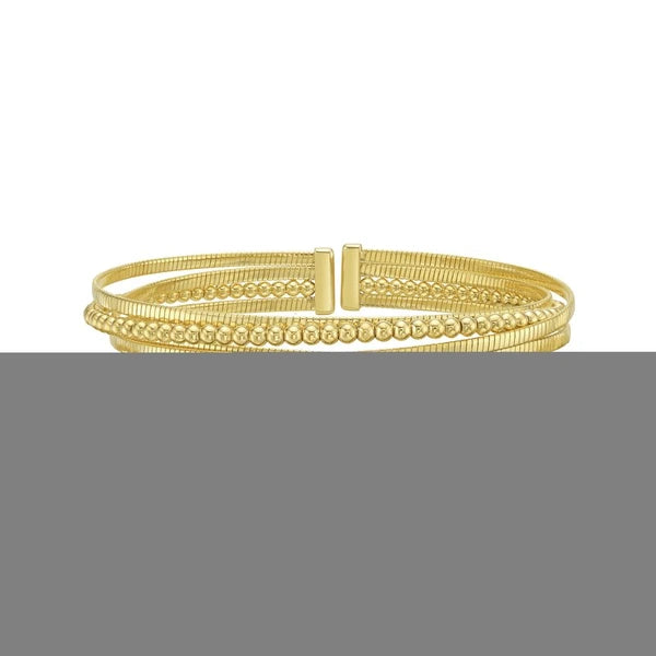 14K Beaded Omega Layered Cuff