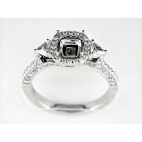 14K W Ring 94Rd 0.52Ct 2Tri 0.21Ct