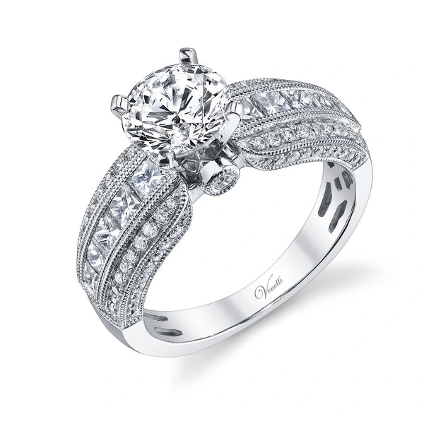 14K W Ring 92Rd 0.42Ct 10Pc 0.88Ct
