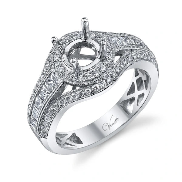 14K W Ring 74Rd 0.38Ct 10Pc 0.66Ct
