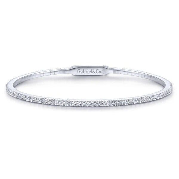 14K White Gold Diamond Bangle
