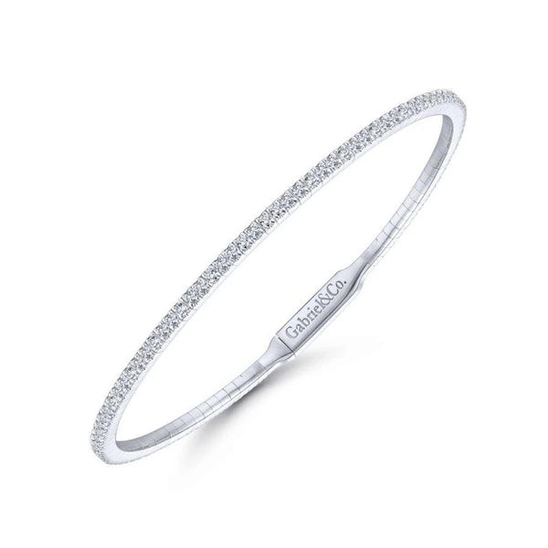 14K White Gold Diamond Bangle