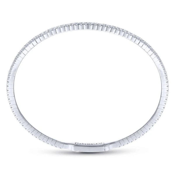 14K White Gold Diamond Bangle