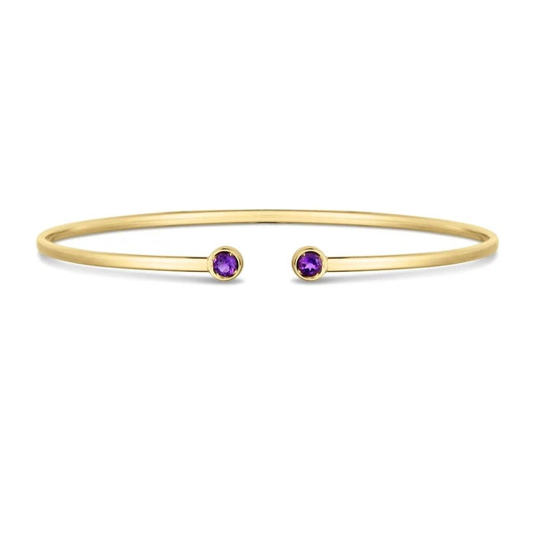 14K Amethyst Open Cuff Bangle